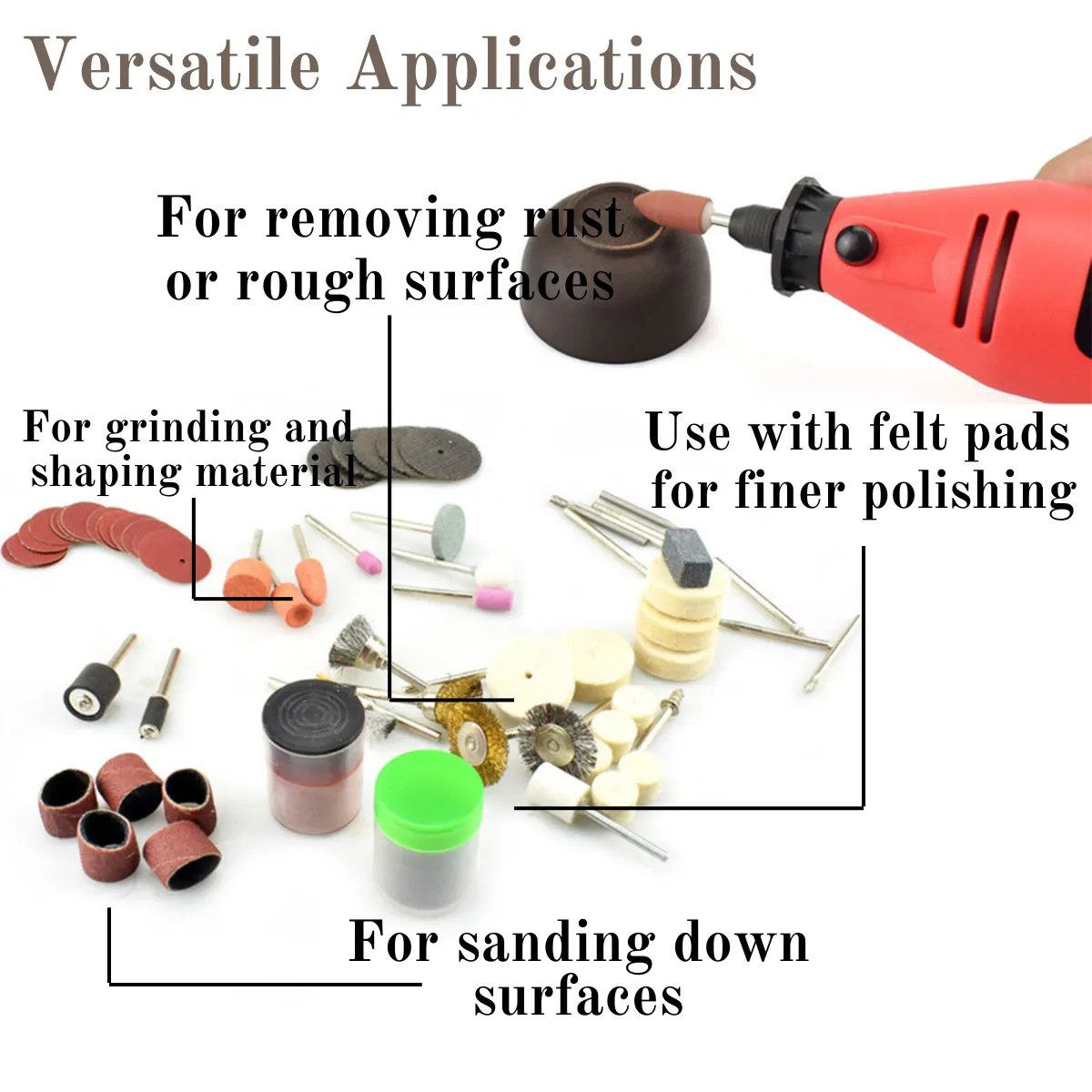 100 Piece Rotary Tool Accessories For Cutting, Shaping, Sanding, Buffing  - TJ03-99900