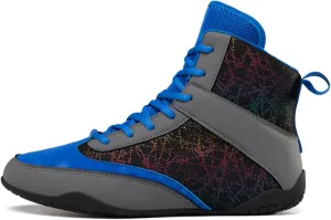 AIRFUL Boxing Shoes Mens Deep Squat Shoes Wrestling Shoes Combat Boxers Trainers Breathable Boxing Boots Wrestling Shoes for Men Junior (Color : Blue, Size : 8 Women/6.5 Men)