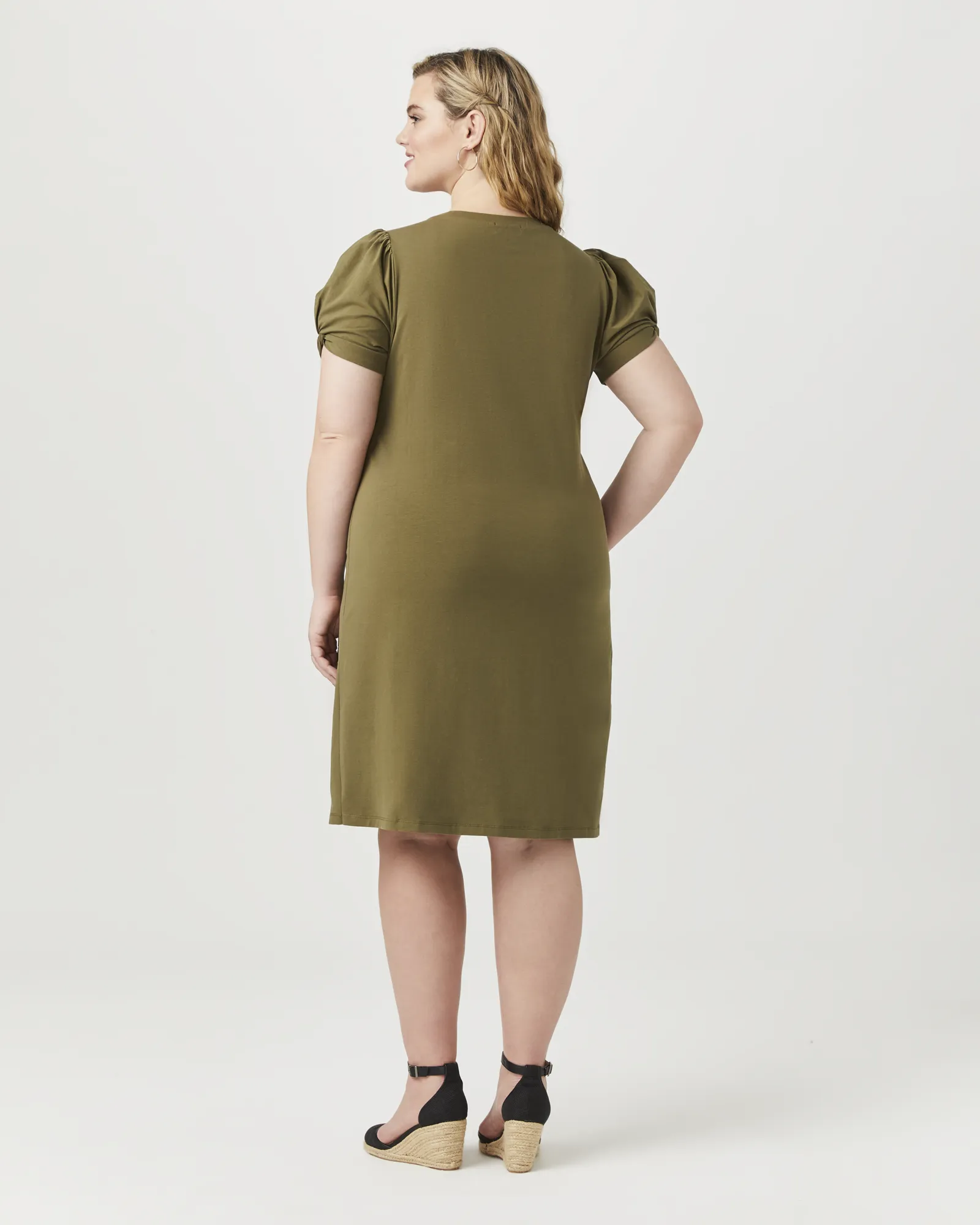 Annette Short-Sleeved Knit Dress | Olive Green