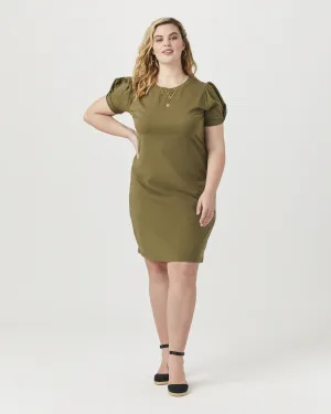 Annette Short-Sleeved Knit Dress | Olive Green