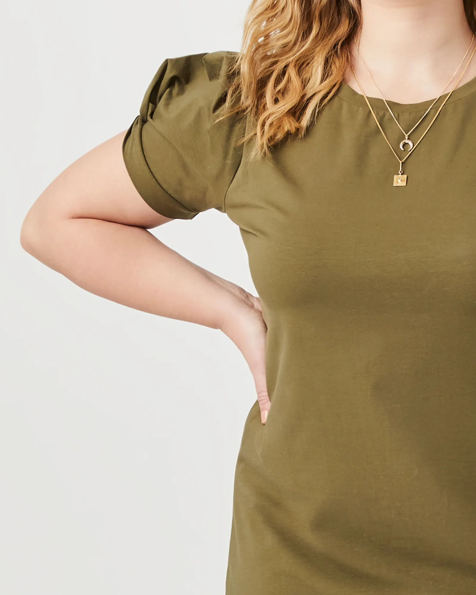 Annette Short-Sleeved Knit Dress | Olive Green