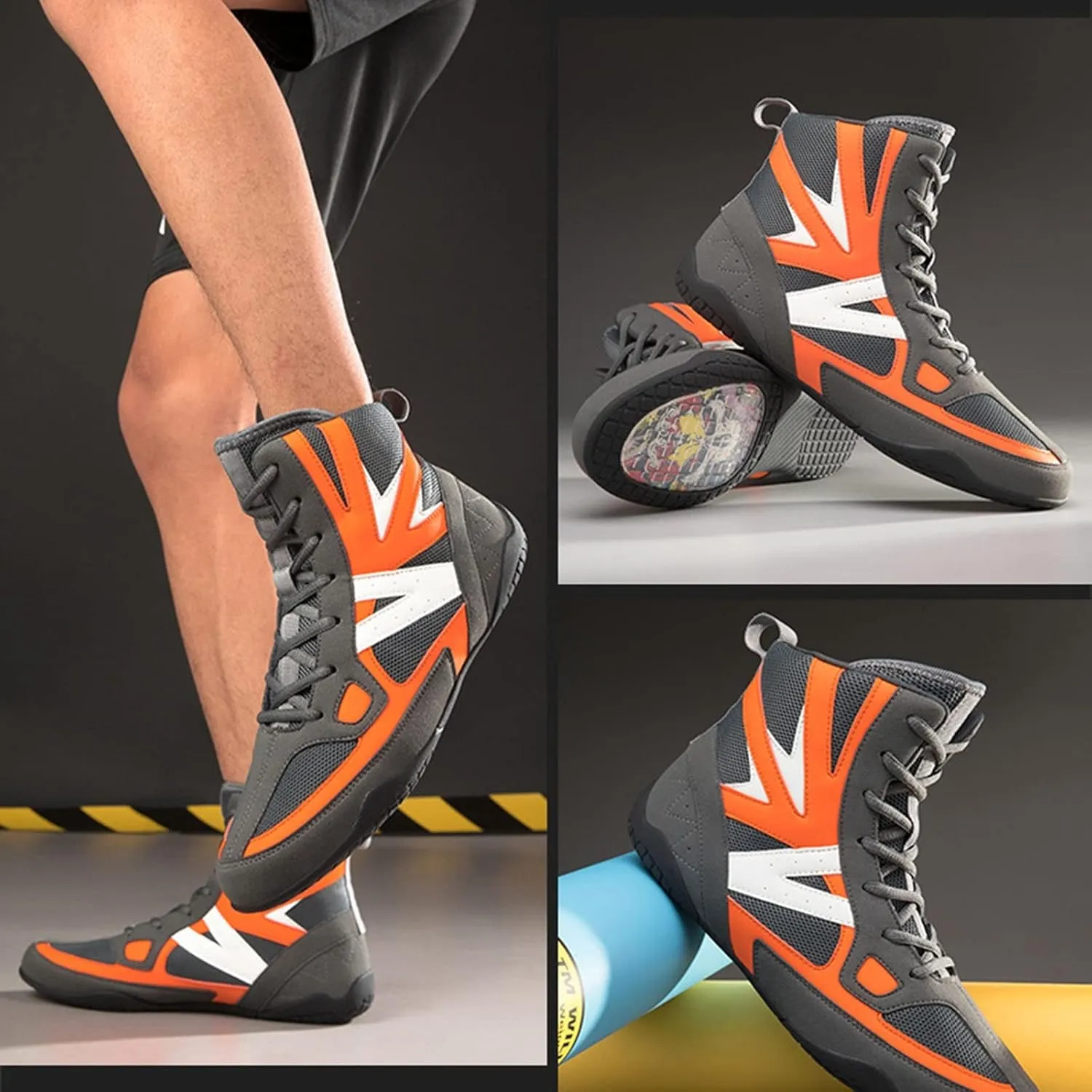 Boxing Shoes Men Deep Squat Shoes Wrestling Shoes Combat Boxers Trainer Breathable Boxing Boots Wrestling Shoes for Men (Color : A, Size : 5.5 Women/4 Men)