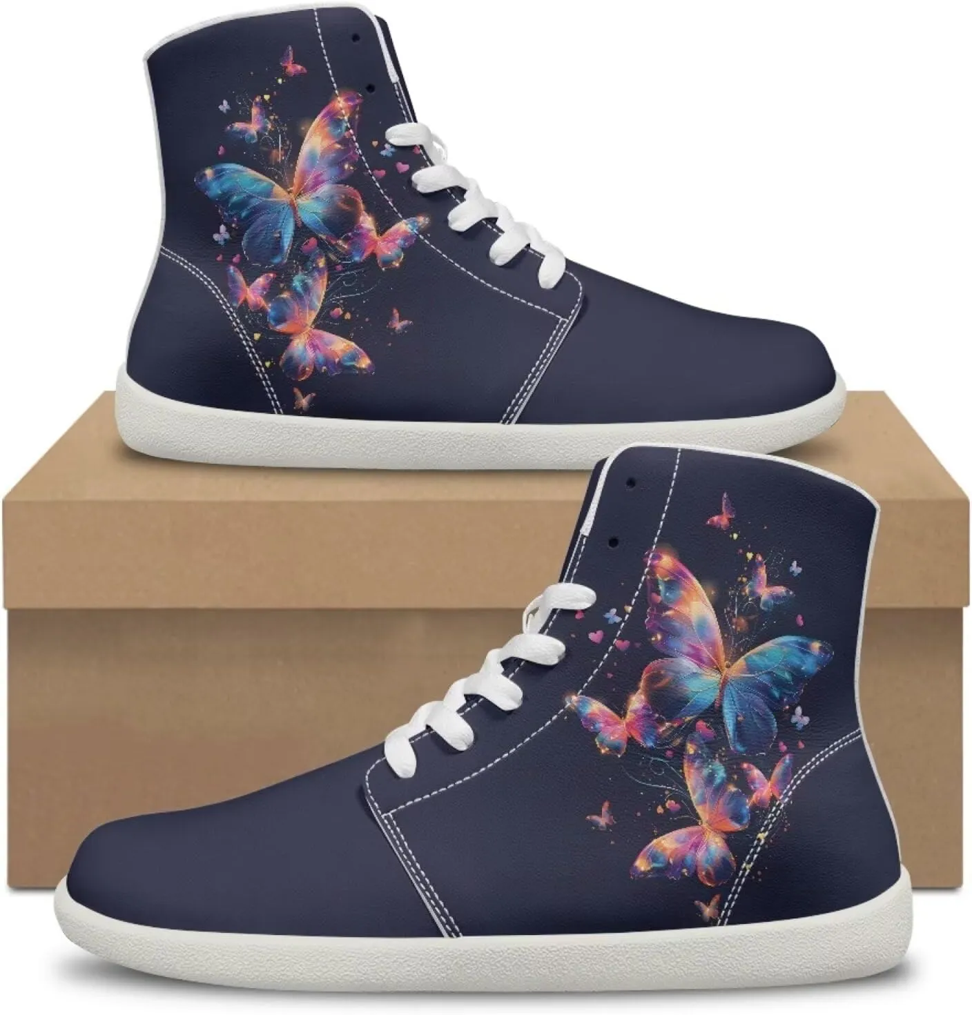 Butterfly Dragonfly Print High Tops Running Sneakers for Women Men Fitness Ankle Support Shoes