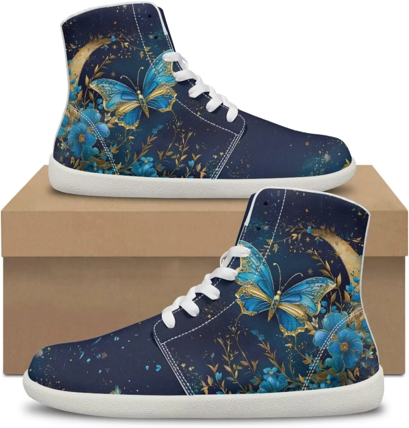 Butterfly Dragonfly Print High Tops Running Sneakers for Women Men Fitness Ankle Support Shoes