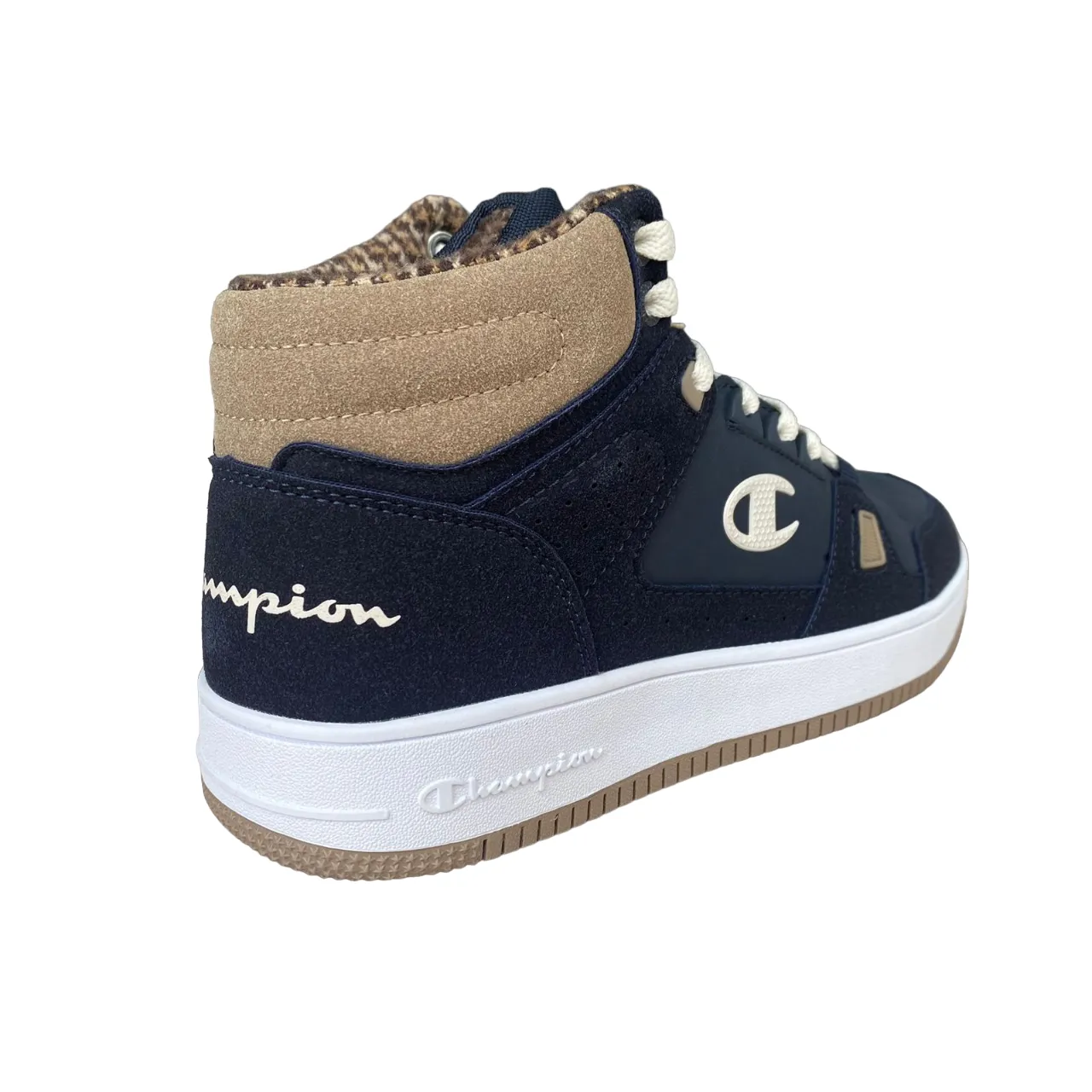 Champion scarpa casual alta da bambino con laccio elastico e velcro alla caviglia S32718 BS501 blu-bianco