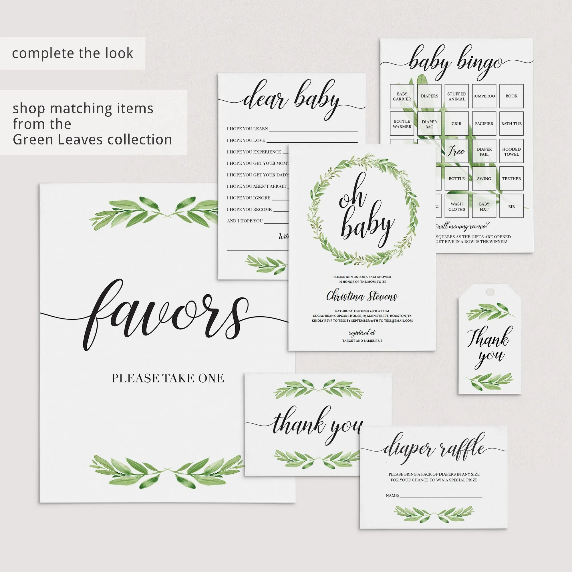 Greenery Virtual Baby Shower Invitation Template