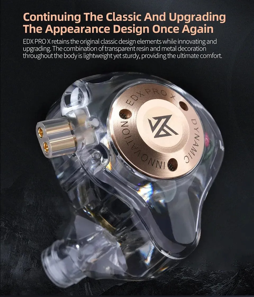 KZ EDX PRO X Dynamic Earphones Drive HiFi Deep Bass Noise Cancelling