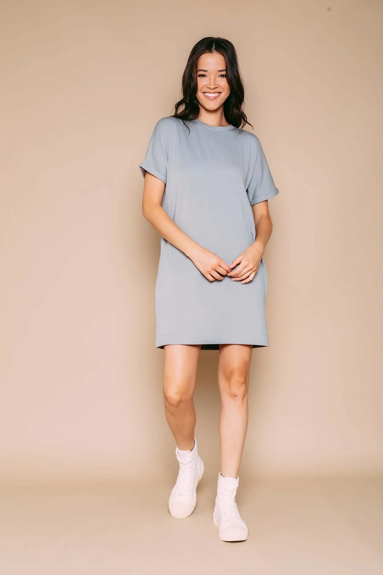Laney - Roll Cuff Supersoft Sweatfleece Dress