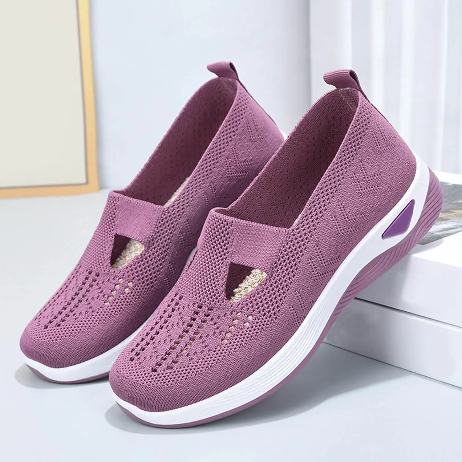 Orthopedic Slip On Shoes for Women Casual Walking Sneakers with Arch Support Comfortable Loafers Plantar Fasciitis Relief Foot Pain Diabetic Swollen Feet