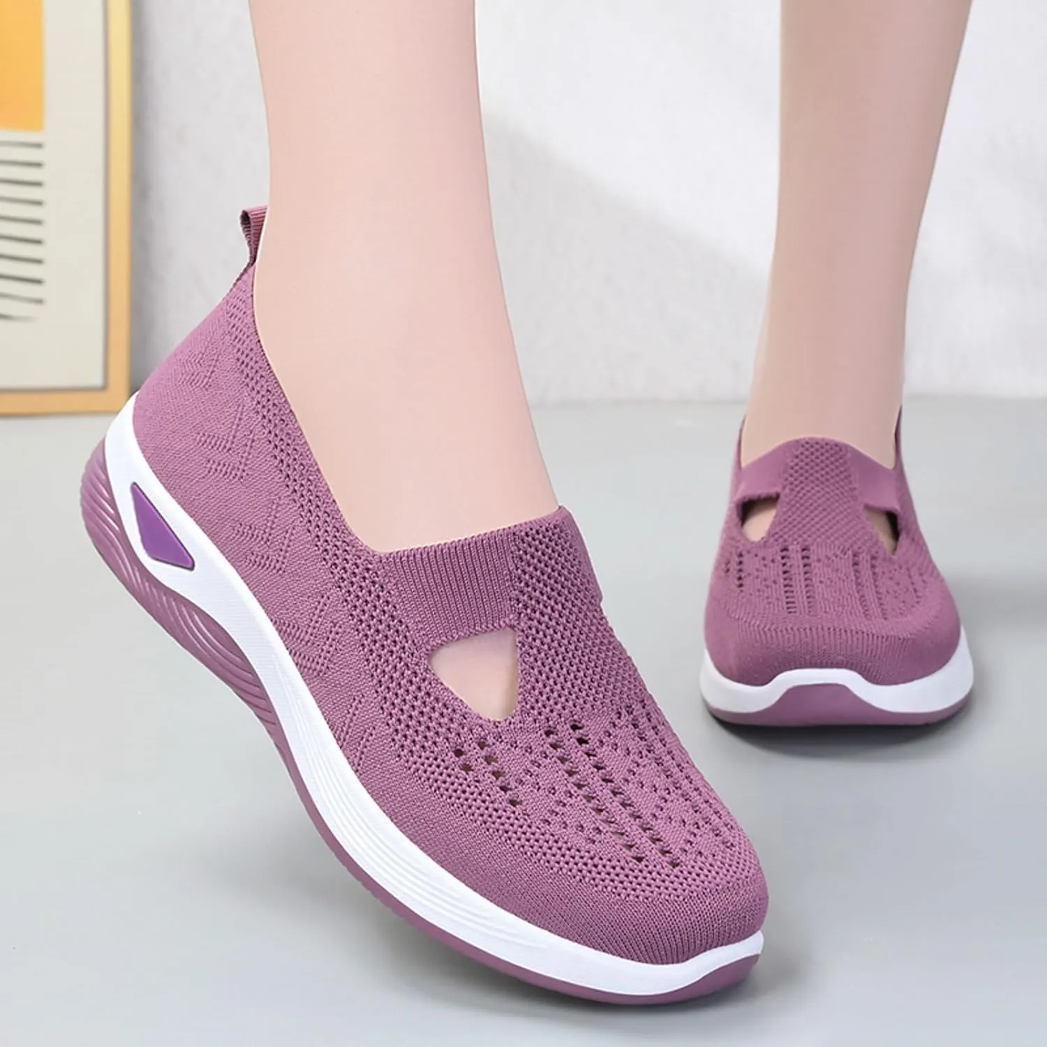 Orthopedic Slip On Shoes for Women Casual Walking Sneakers with Arch Support Comfortable Loafers Plantar Fasciitis Relief Foot Pain Diabetic Swollen Feet