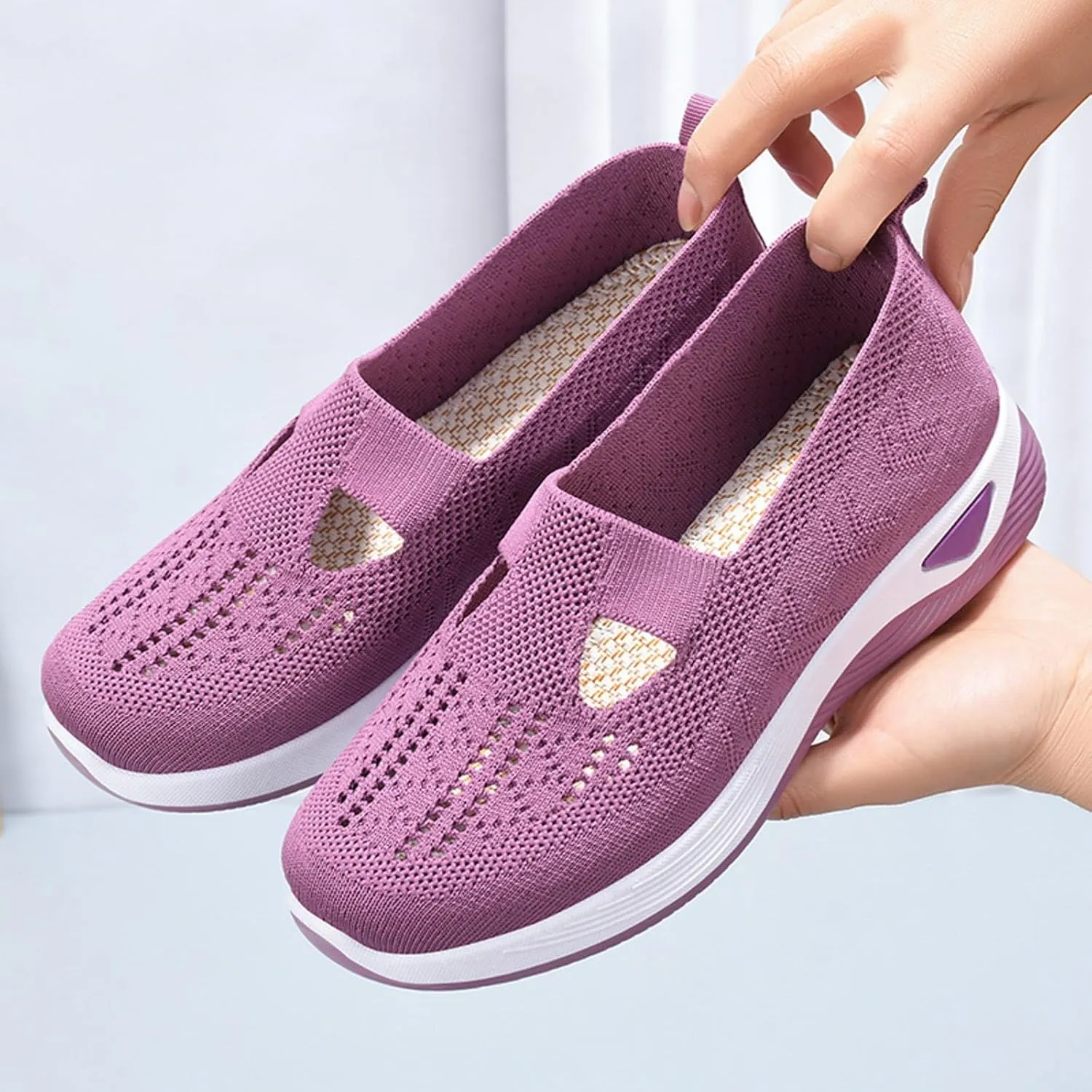 Orthopedic Slip On Shoes for Women Casual Walking Sneakers with Arch Support Comfortable Loafers Plantar Fasciitis Relief Foot Pain Diabetic Swollen Feet