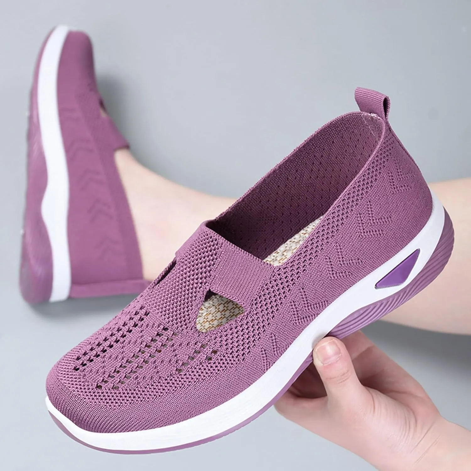 Orthopedic Slip On Shoes for Women Casual Walking Sneakers with Arch Support Comfortable Loafers Plantar Fasciitis Relief Foot Pain Diabetic Swollen Feet
