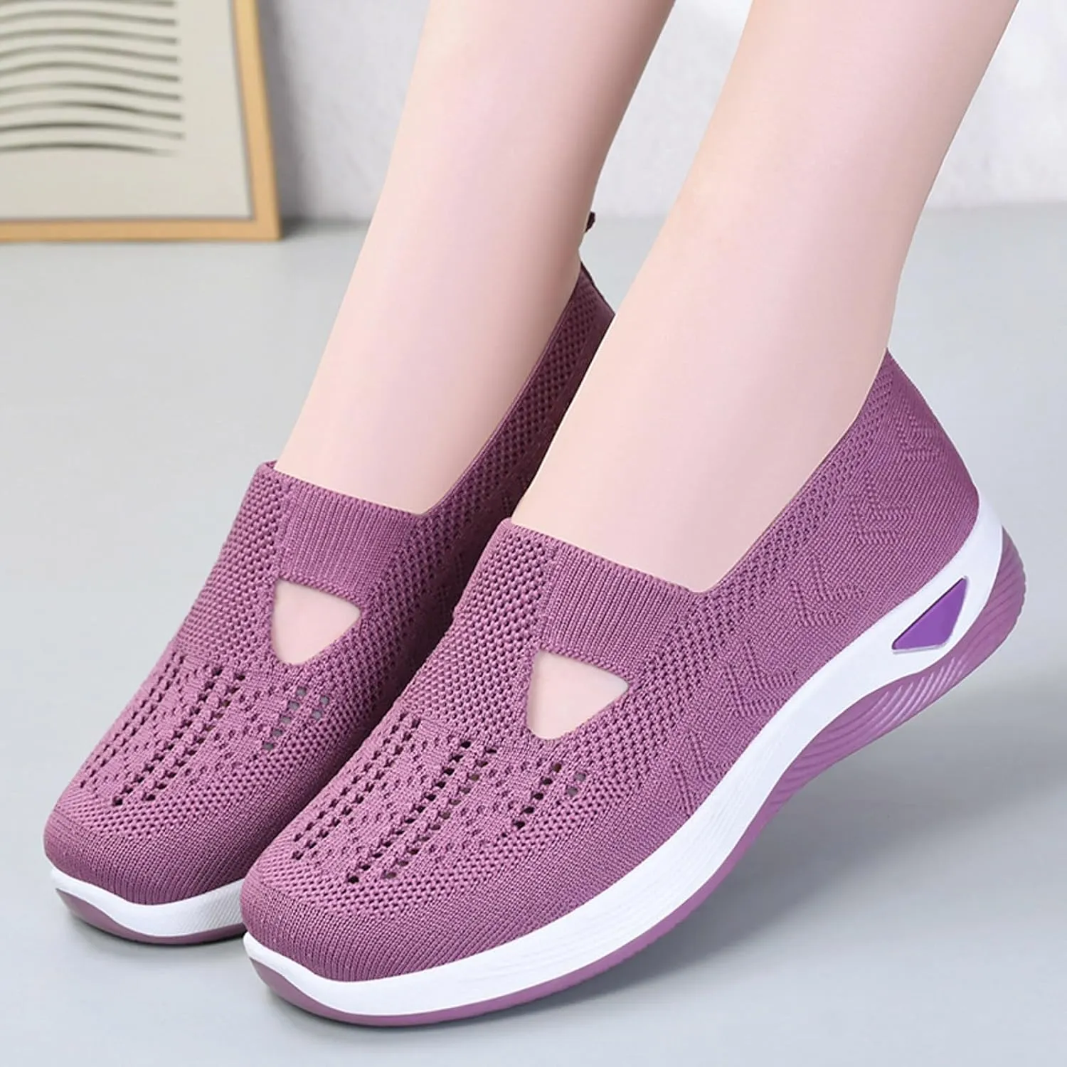 Orthopedic Slip On Shoes for Women Casual Walking Sneakers with Arch Support Comfortable Loafers Plantar Fasciitis Relief Foot Pain Diabetic Swollen Feet