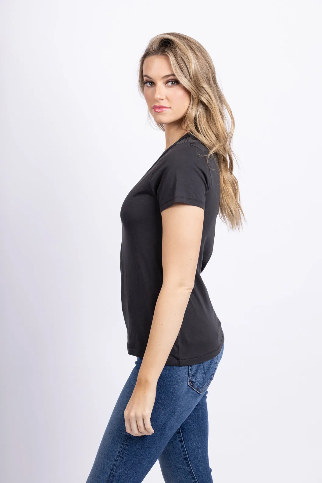 Rag & Bone The Slub Vee Tee in Black