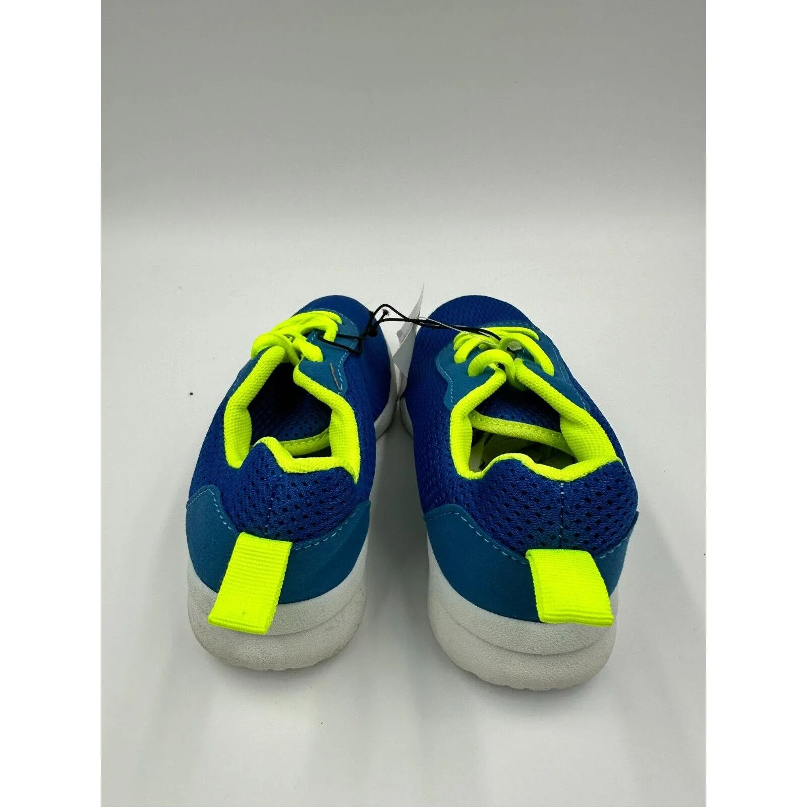 Small Kid size 12 Vibrant Blue Sneakers, with Yellow Laces and White Soles