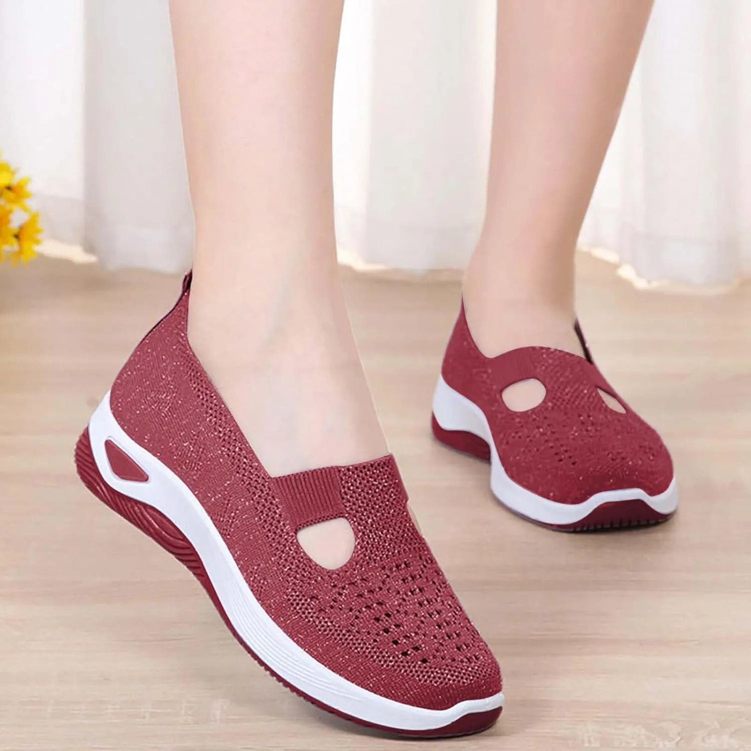 Women Walking Shoes Sock Sneakers Slip-On Breath Tennis Shoes Womens Loafers Dressy Casual Shoes High Top Sneakers Steel Toe Tennis Shoe Cross Trainer Shoe