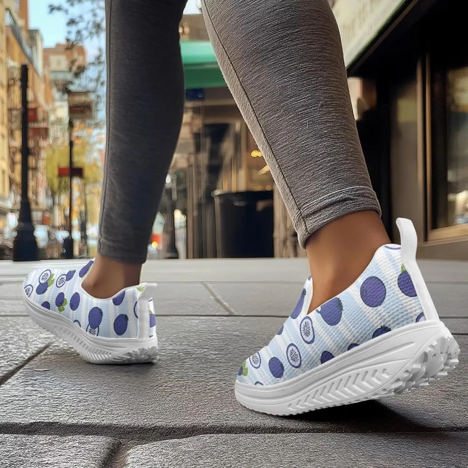Womens Platform Loafers Ladies Jogging Shoes Fruits Print Anti Slip Fashion Sneakers Gym Fitness Walking
