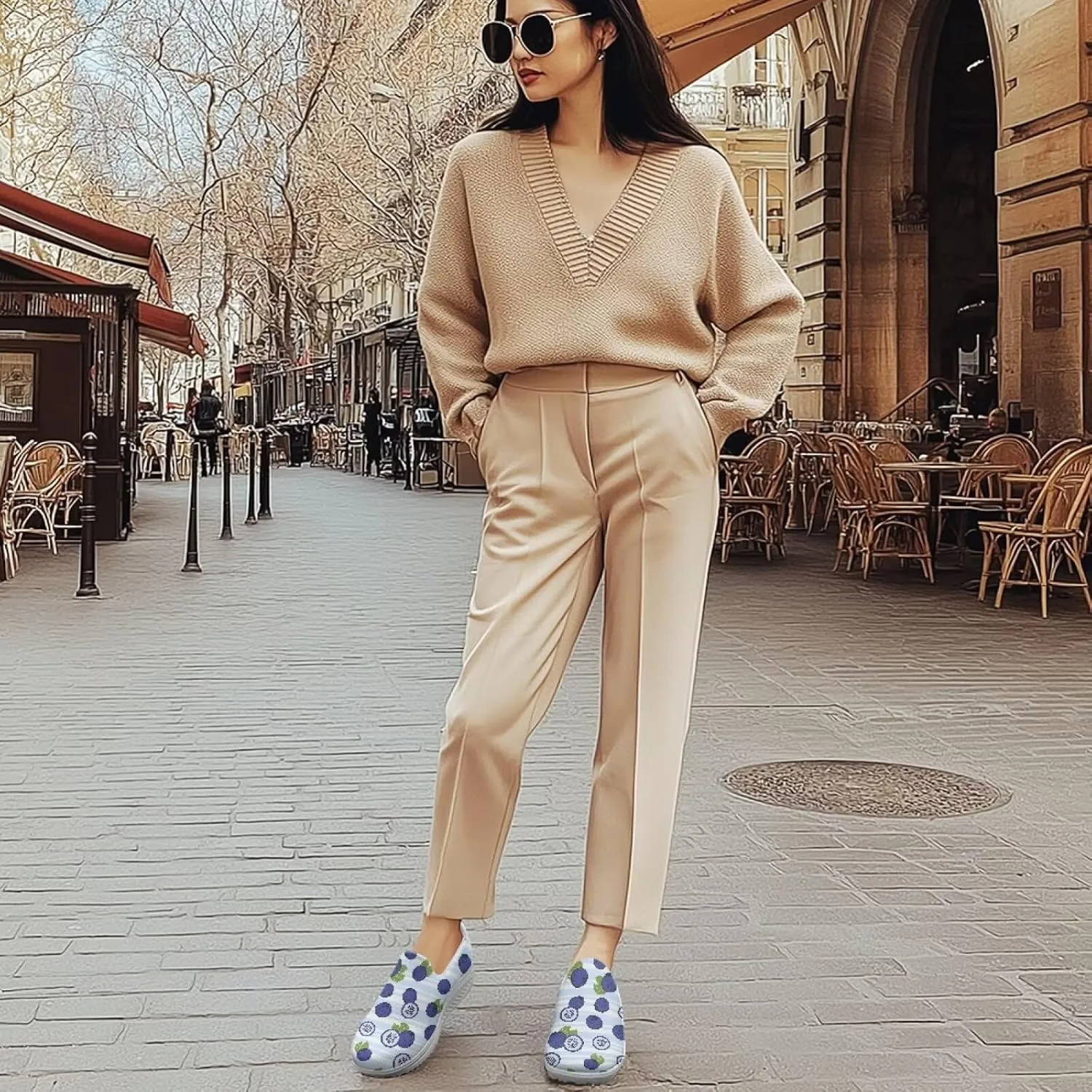 Womens Platform Loafers Ladies Jogging Shoes Fruits Print Anti Slip Fashion Sneakers Gym Fitness Walking