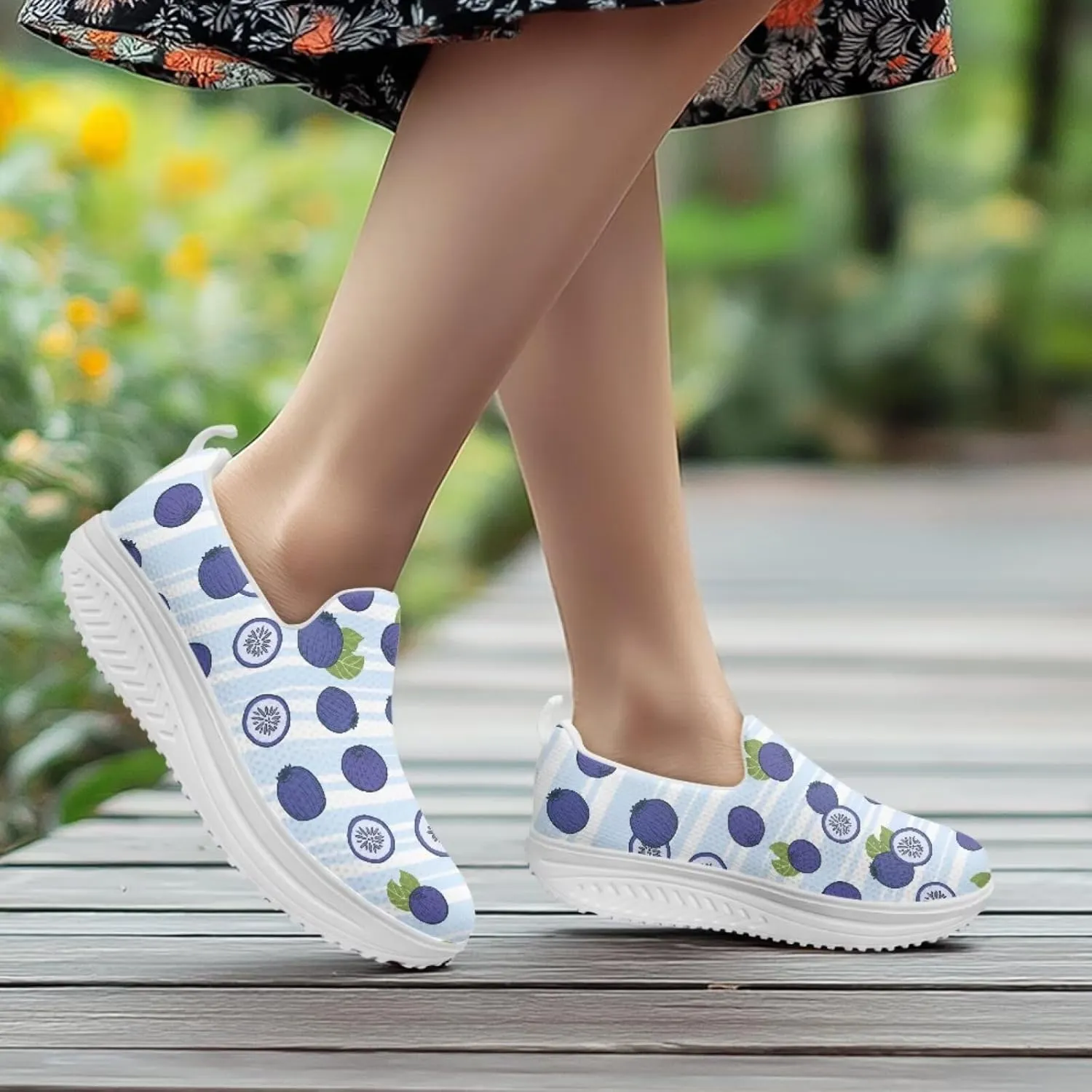 Womens Platform Loafers Ladies Jogging Shoes Fruits Print Anti Slip Fashion Sneakers Gym Fitness Walking